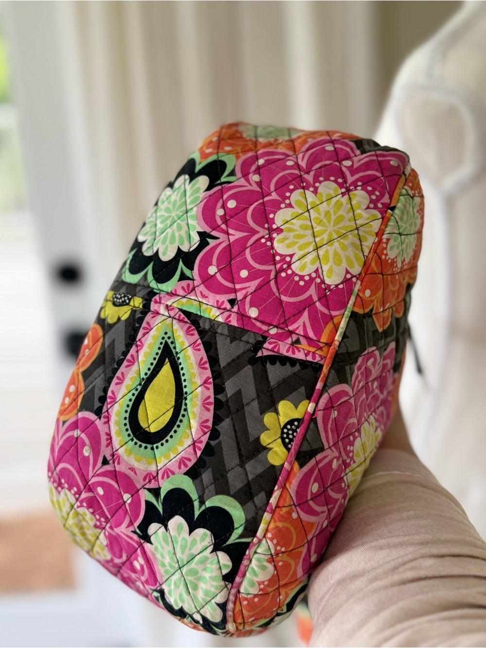 Vintage Vera Bradley Ziggy zinnia Cotton Quilted Floral Shoulder hobo Bag Pink - Picture 6 of 11